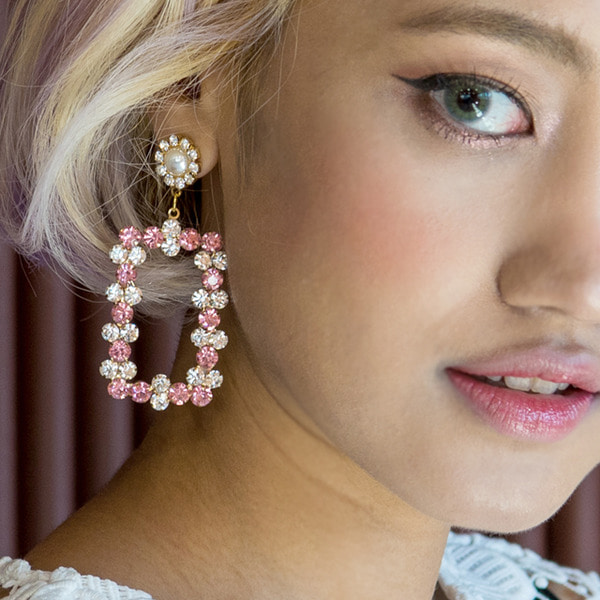 Vonditole romantic square pink earrings
